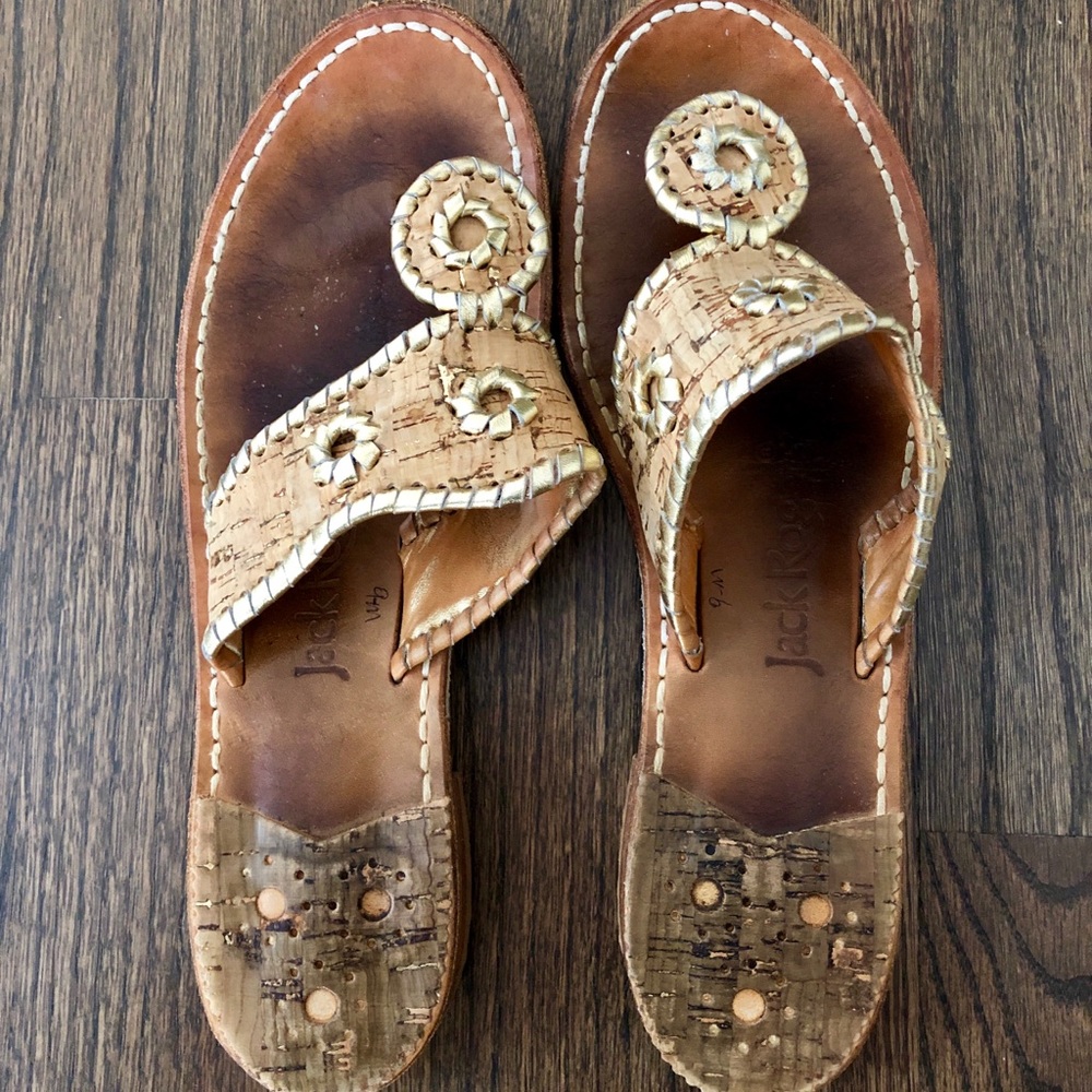 Jack Rogers - Jacks Flat Sandal (Tan Cork & Gold)